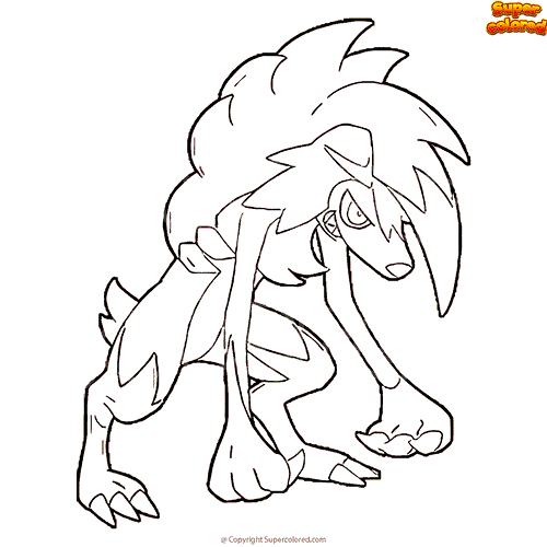 Dibujo para colorear Pokemon Lycanroc Forma Crepuscular