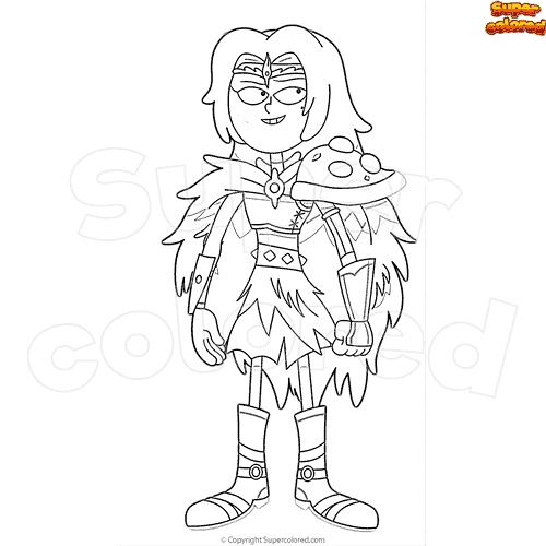Coloring page Amphibia Sasha Rebel Armor - Supercolored.com