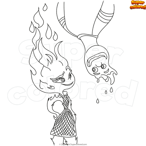 Dibujo Para Colorear Elemental Wade Con Ember 6533