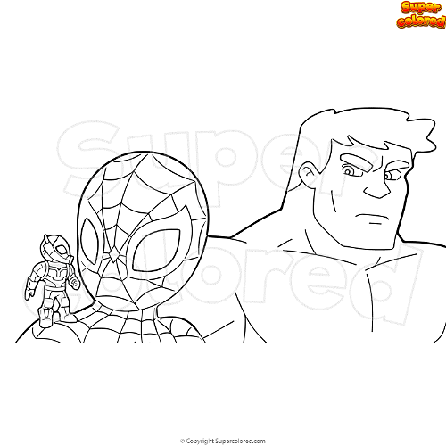 Dibujo para colorear Spiderman Hulk y Ant Man 