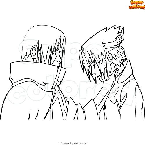 Dibujo para colorear Joven Sasuke vs Itachi 