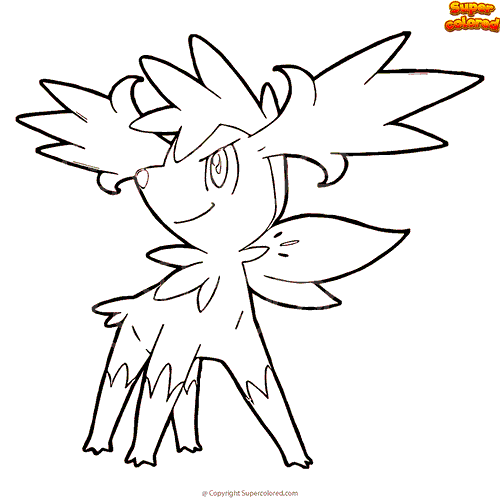 pokemon shaymin sky form coloring pages