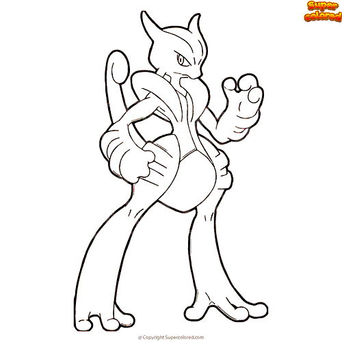 Desenho para colorir Pokémon MegaEvolução : Mega X Mewtwo 150 150